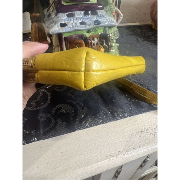 Fossil Leather Yellow Mustard Studded Wristlet Wallet - Picture 4 of 15